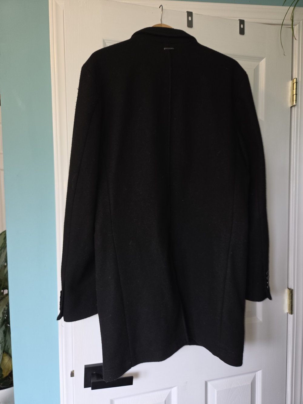 Michael Kors Men's Black Wool Blend Single-Breasted Pea Coat - Picture 4 of 6